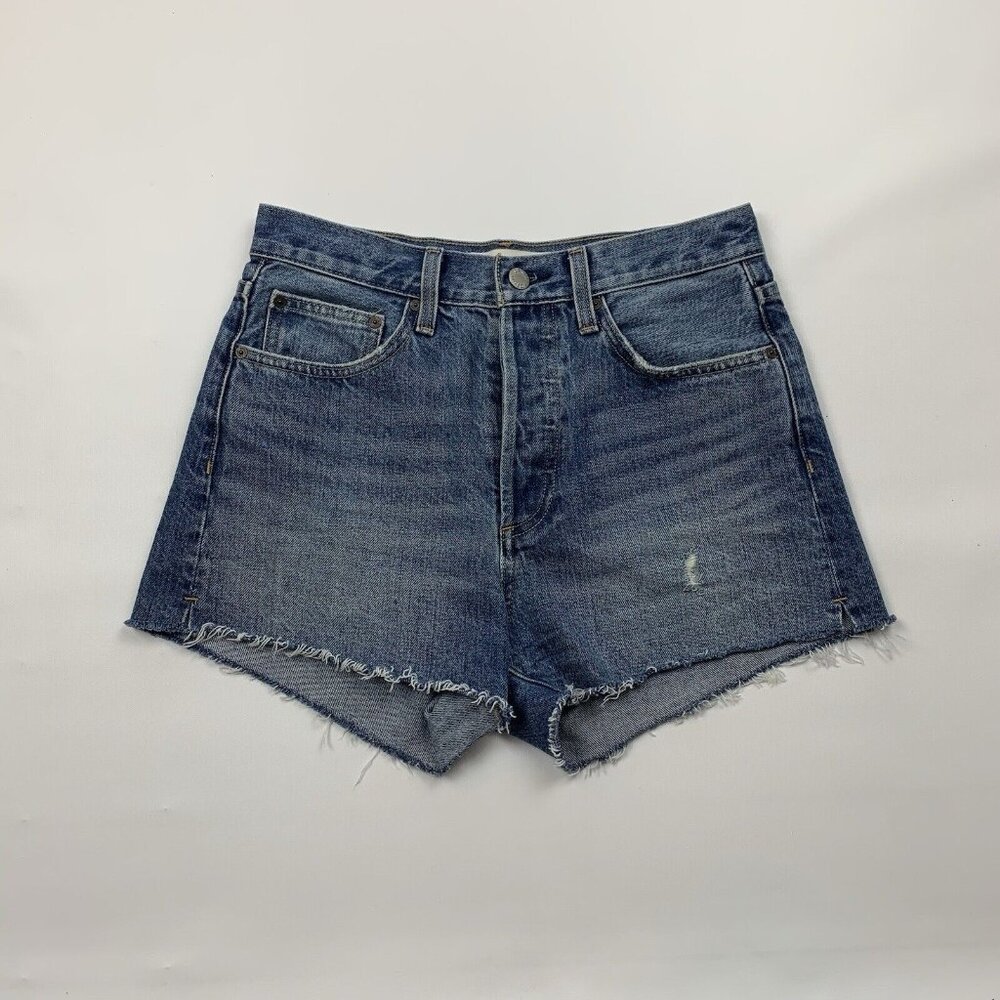 Aritzia Denim Forum "The Yoko Short" light blue wash Size 27 button up